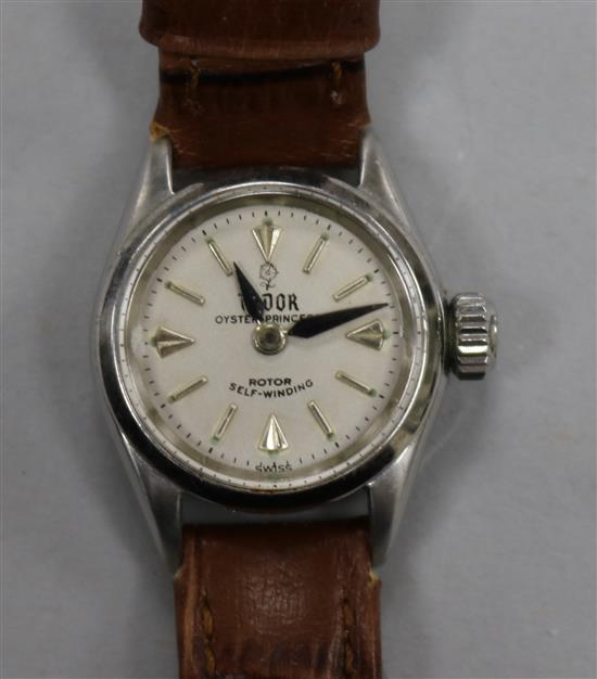 A ladys stainless steel Tudor Oyster Princess self-winding wrist watch,